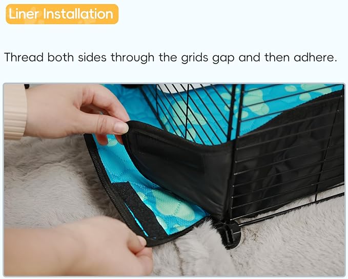 CHEGRON Guinea Pig Cages with Super Soft Liner 48x24x12inch C&C Small Animal Cage Pet Puppy Playpen Indoor Rabbit Chinchilla Hedgehog Habitat Fence DIY 12PCS Metal Grids with Waterproof Bottom