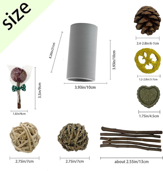 2 PCS Hamster Fun Plastic Tunnels,Hamster Collapsible Plastic Tube, Cage Tunnels with Chew Toy,Training Hideout for Guinea Pigs Guinea Pigs, Chinchillas, Rats, Gerbils (Grey)