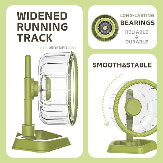 Hamster Exercise Wheels, Quiet Spinner Hamster Running Wheels with Adjustable Stand for Small Animals Dwarf Syrian Hedgehog Gerbils Mice (Green, Small(6.3 inch))
