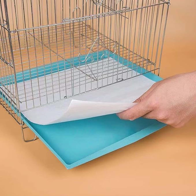 Allazone 100 Sheets Bird Cage Liner Papers, Disposable Bird Cage Paper Liners, Cuttable Pet Animal Cages Cushion, Precut Absorbent Bird Paper for Bird Parrot Small Animal, 9.8'' X 13.8''