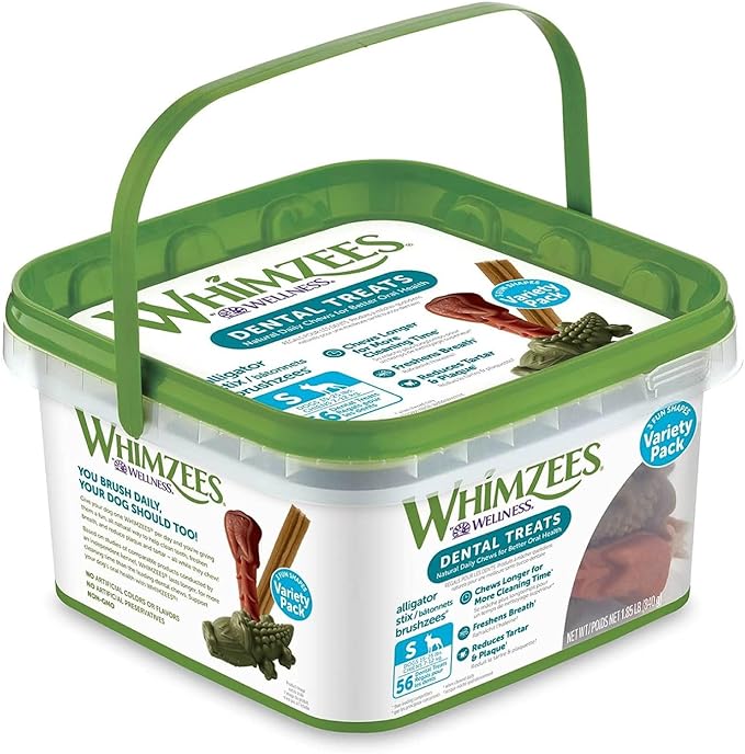 Whimzees Wellness Variety Pack Dog Dental Treats, Natural Chews, Small Size, (56 Count)