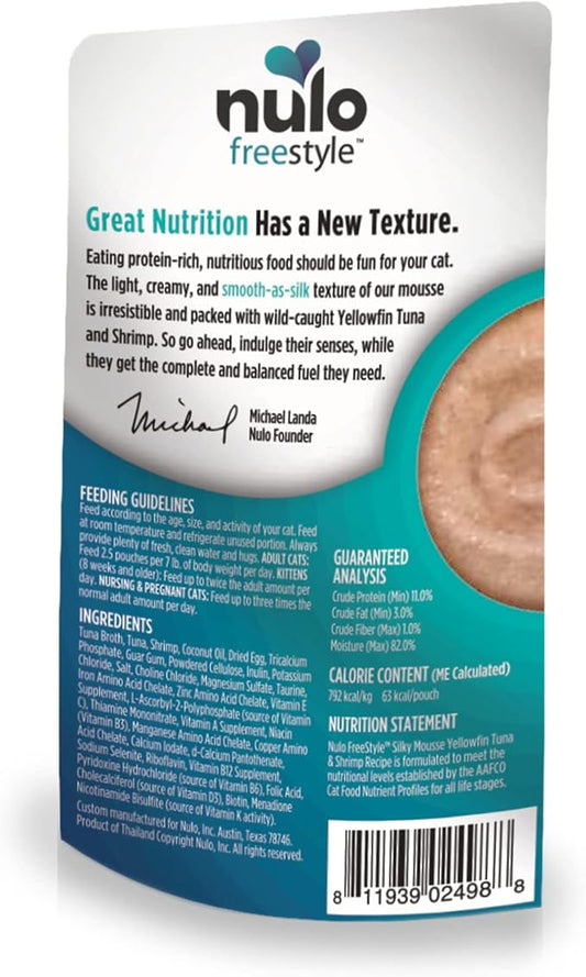 Nulo Freestyle Wet Cat Food 24 Pack Mousse, Smooth As Silk Texture with High Animal-Based Protein for Complete and Balanced Nutrition Your Kitten to Senior Cat Will Crave