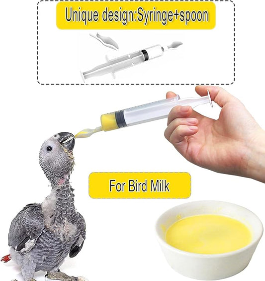 Baby Bird Feeding Syringe,Parrot Small Pet,Manual Syringe Feeder, Milk Water,Liquid Food,Reusable,Syringe with Spoon Tip