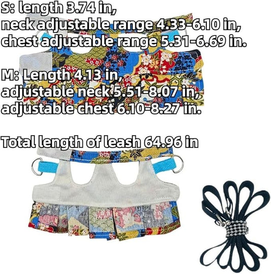 3 Sets Squirrel Leash and Harness Set,Traction Rope Strap, Ferret Harness Vest, Adjustable Flora Small Animal Harness Vest for Ferret, Dwarf Chinchilla, Guinea Pig, Fancy Rat (Medium)