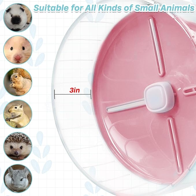 kathson Hamster Exercise Wheel 7.87 in Silent Spinning Running Wheels with Stand for Hamsters, Gerbils, Mice and Other Small Pets (Pink)