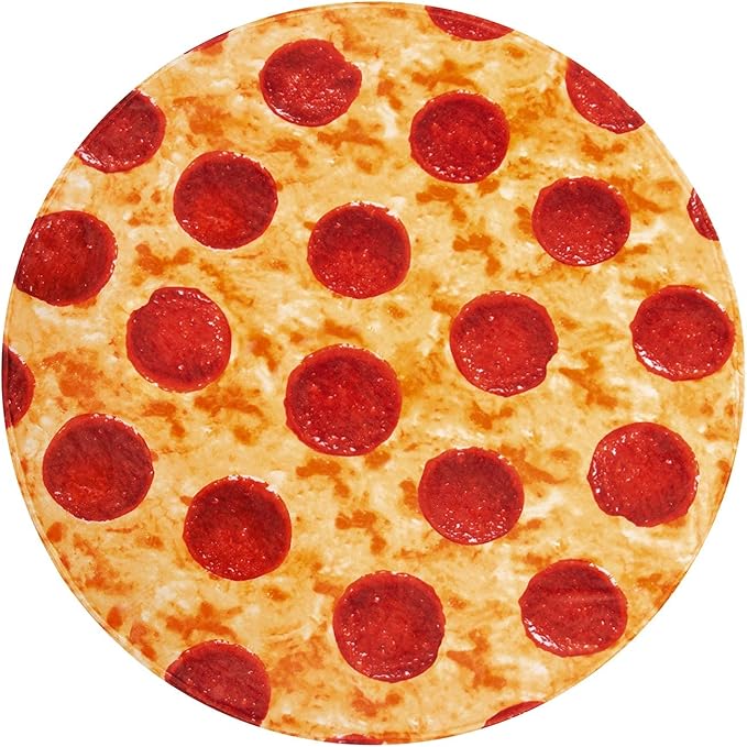 mermaker Pepperoni Pizzas Blanket 80 inches for Adult Kids, Realistic Pizzas Throw Blanket Funny Gifts for Women Men Teen Boy Girl, 285 GSM Soft Flannel Food Blanket for Christmas Birthday Gifts-Red