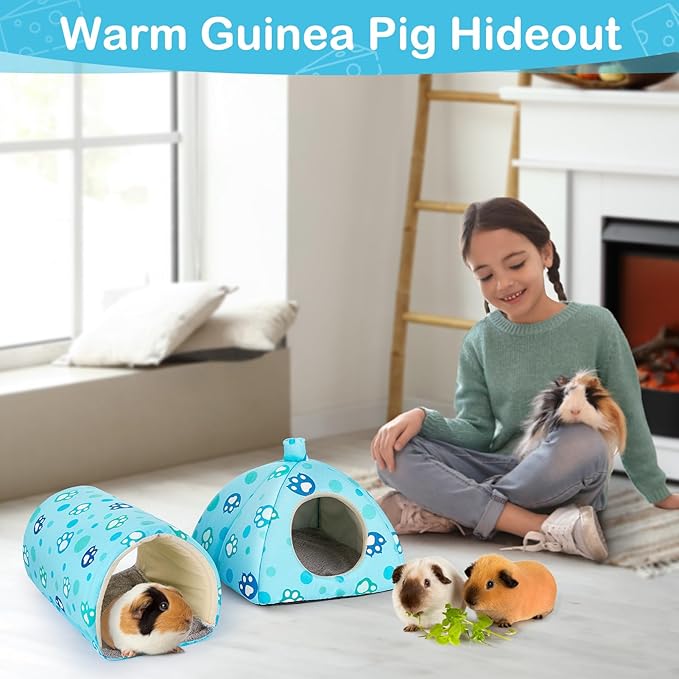 Unicorn Catcher Guinea Pig Hideout and Tunnel, 2 Pack Soft Washable Guinea Pig Bedding Accessories for Cages