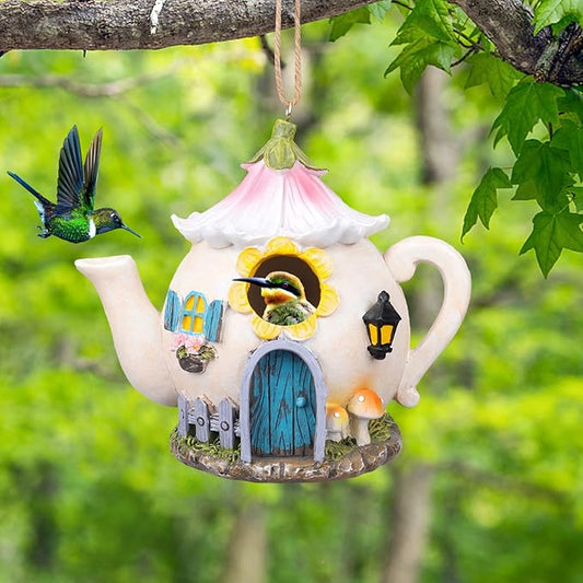 Yinns Birdhouses, Resin Bird House for Outside, Decorative Bird Houses, Hanging Watering Can Bird Houses for Outdoors Cardinal Bluebird Wild Birds