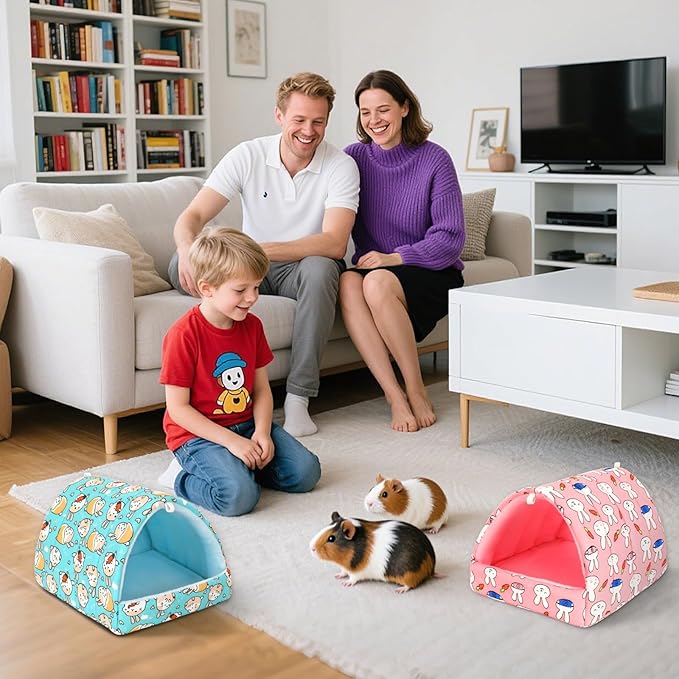 UPINS 2 Pack Guinea Pig Bed, Guinea Pig Hideout Washable Small Animal House Cage Accessories for Dwarf Rabbits Chinchillas Hamsters Hedgehogs Ferrets Bearded Dragons and Rats