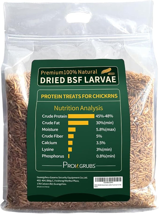 PROILGRUBS Dried black soldier fly larvae 5.5 lbs, 1 Count (Pack of 1)