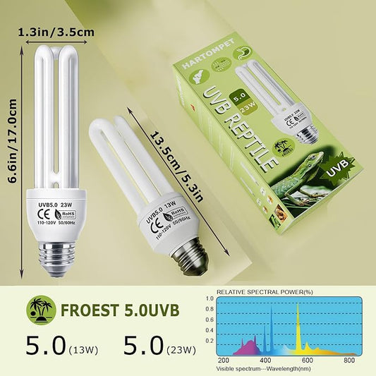 UVB 5.0 Linear Lamp 13W, Compact Fluorescent Lamp, UVA-UVB Light for Terrarium Tropical & Sub-Tropical Terrariums, Ideal for Reptiles Chameleons, Iguanas, Turtles & Rainforest Reptile Tank