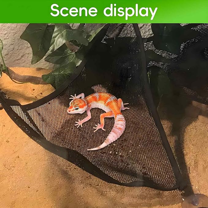 Reptile Feeding Tongs & Hammock Set, Stainless Steel Feeding Tongs Rubber Tip for Reptiles, Breathable Mesh Hammock for Bearded Dragon