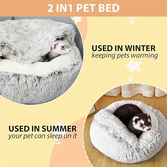 Ferret Bed Cave and Hideouts | Hammock for Cage | Hideaway Bed Accessories | Small Pet Cushion Long Plush Soft Washable for Ferret & Small Animals