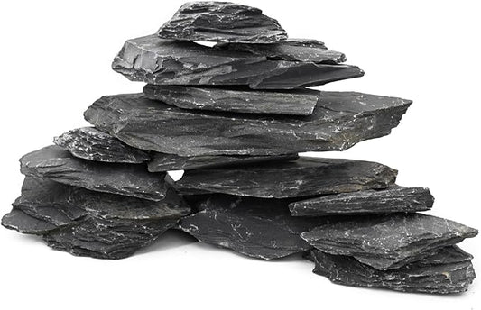 Unocho Aquarium Rocks 5lb Natural Slate Stone for Aquarirum Reptile Basking Platforms,Terrariums,Paludariums,Bonsai,Nano Aquascaping,Miniature or Fairy Gardens (2-4 inches)