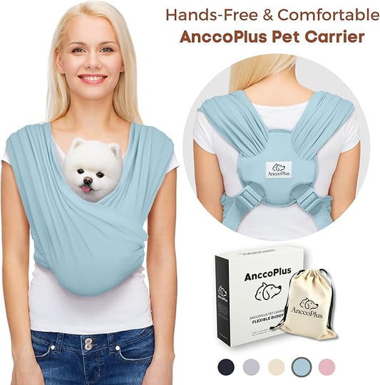 Dog Carriers for Small Dogs, Front Facing Dog Sling Carrier, Hands Free Cat Carrier, Size Adjustable, Reducing Back Pain, Premium Cotton, Safe and Soft Dog Carrier (Regular, Baby Blue)