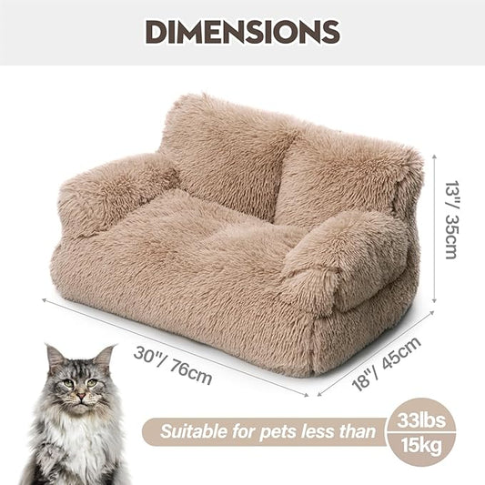 Mewoo Dog Couch, Small Dog Bed with Removable Washable Cover, Cute Cat Couch for Pets, Cat Beds for Indoor Cats with Anti-Slip Bottom (Brown)