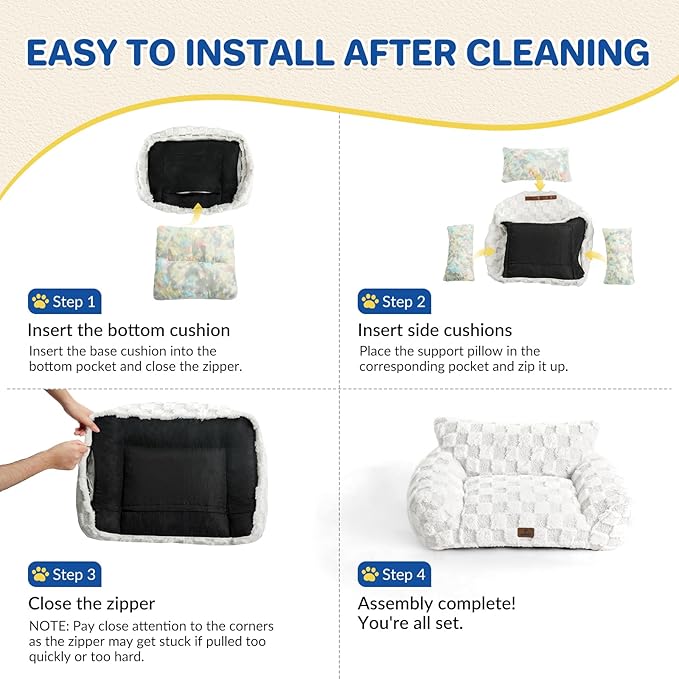 Large Dog Bed Sofa, Fluffy Pet Bed for Medium and Large Dogs, Supportive Dog Couch Sofa for Dogs, Pet Sofas with Washable Cover & Non-Slip, 38 inch, Blue