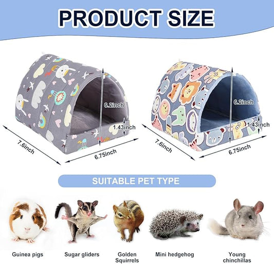 UPINS 2 Pack Guinea Pig Hideout,Guinea Pig Bed Washable Small Animal House Cage Accessories for Mouse Chinchillas Hamsters Hedgehogs Ferrets Bearded Dragons and Rats