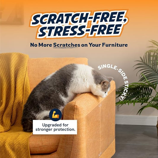 12 Pack Cat Scratch Furniture Protector Sheets – Matte Finish Couch & Sofa Guard from Cat Claws – Easy Apply, Removable, with Twist Pins (6 XL + 6 Large)