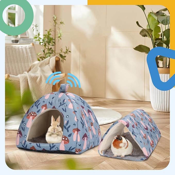 2-Pack Guinea Pig Hideout with Tunnel for Small Animals(Guinea Pig Bedding Warm & Lightweight, Easy to Clean)