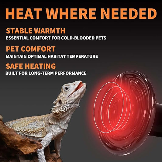 100W Reptile Heat Lamp(2 Packs)-Ceramic Heat Emitter for Reptiles Amphibian Pet Brooders Chicken Incubation, and Terrariums Turtle Lizard Bearded Dragon Snake E26