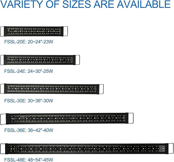 OYO WATER Aquarium LED Light 24"-32" with Timer, 24/7 Cycle, 5 Dimmable Brightness, Sunrise/Sunset Simulation for 10/20/30/55 Gallon Fish Tank