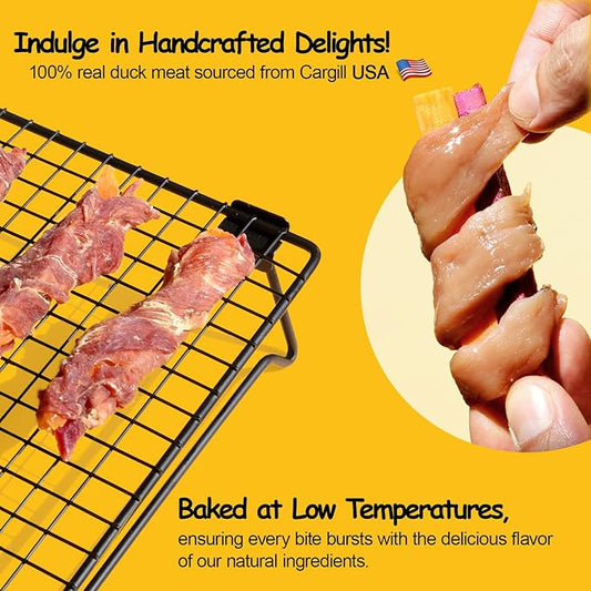 ASMPET Dog Treats Chews, Duck Wrapped Sweet Potato and Purple Potato, Gluten and Grain Free 10.6 oz