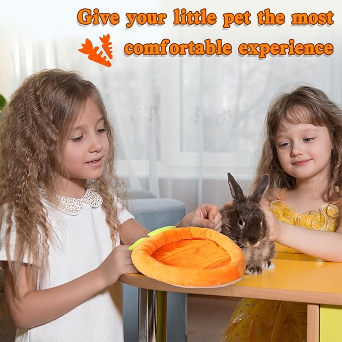 Bunny Bed Rabbit Bed Carrot Shape Bunny Beds Soft Comfortable Rabbits Beds Machine Washable Indoor Guinea Pig Bed Cute Small Animal Bed for Guinea Pig Chinchilla Ferret Squirrel Hedgehog (Large)