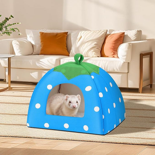 Guinea Pig Hideout for Small Animals(Guinea Pig Bed with Warm Fleece, Washable Pet Cushions, Winter Sleeping Warmth)