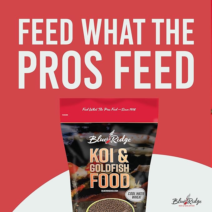 Blue Ridge Koi Fish Food 2lb - Cool Water Wheat 3/16", Fall and Winter Floating Pond Pellets, Ponds Fish Food