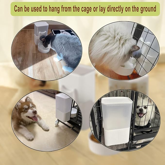 Rabbit Feeder for Cage,Hanging Automatic Cat Feeder and Water Dispenser,Ferret Cage Accessories,Food Water Bowl for Cats Rabbit Guinea Pig Cages(Cage Grid Spacing Over 1.2'')