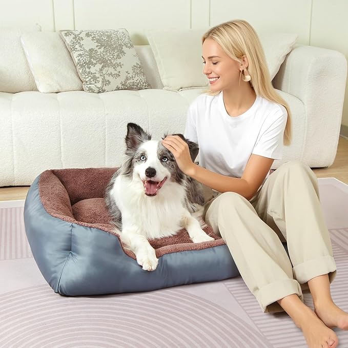 Dog Beds for Large Dogs, Rectangle Washable Dog Couch, Comfortable and Breathable Pet Bed with Nonskid Bottom, Grey