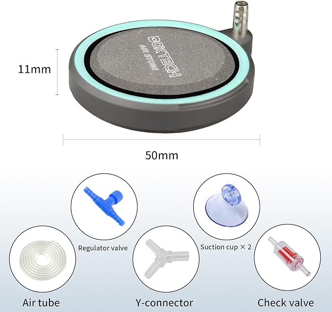 UPETTOOLS Aquarium Air Stone 2.0 Inch Nano Oxygen Diffuser Disc for Ultra-Fine Bubbles, Super Quiet Aeration for Small Fish Tanks, Nano Aquariums & Hydroponic Systems