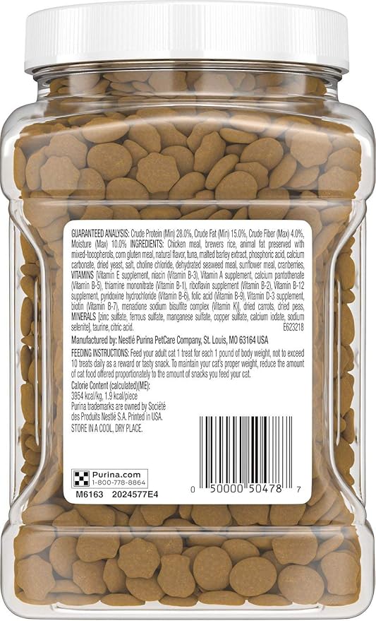 Purina Friskies Natural Cat Treats, Party Mix Natural Yums With Wild Caught Tuna and Added Vitamins, Minerals and Nutrients - 20 oz. Canister