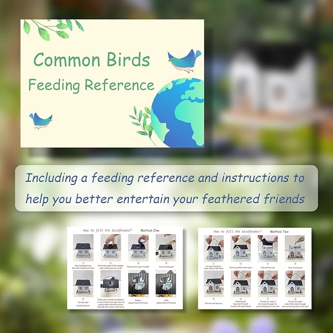 Solar Bird Feeder for Outdoors Hanging, Squirrel Proof Bird Feeders, Metal Solar Bird Feeder House, Wild Bird Feeders for Finch Cardinal Chickadee, Large Capacity, Durable & Weatherproof