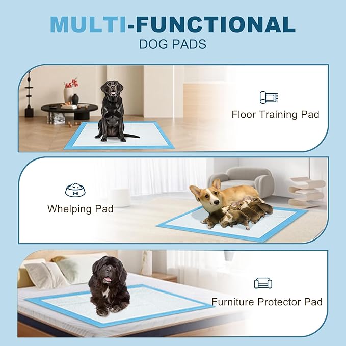 Boscute Enormous Size 54"x37" Pee Pads for Large Dogs, Heavy Absorbent Quick Dry Disposable Puppy Pee Pads, Thicken Strong Leak-Proof Backing Disposable Dog Pads (100 Counts)