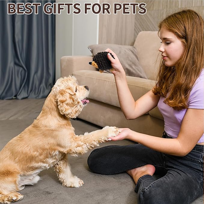 Plush Hedgehog Dog Toys 3 PCS - Squeaky No-Stuffing Hedgehog for Small and Medium Dogs - Keep Your Puppy Busy with Multi-Colored Interactive Toys for Aggressive Chewers