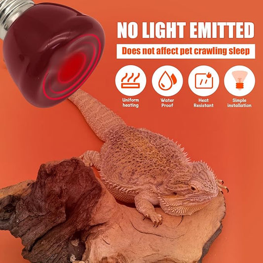 Mini Reptile Heat Lamp, 25w Infrared Ceramic Heat Emitter, No Light Emitting Reptile Heat Bulbs,Ceramic Heat Lamp for Amphibian, Chicken Coop,Cat, Turtle, Snake,Terrarium (1, 50 W)