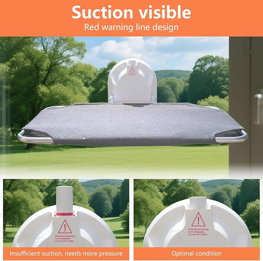 Cat Window Perch,Cordless Cat Window Hammock,Cats Seat for Windowsill,Foldable Cat's Windows Bed for Large Cats with Suction Visualization Pwerful Suction Cups,Especially Suitable for Small Windows