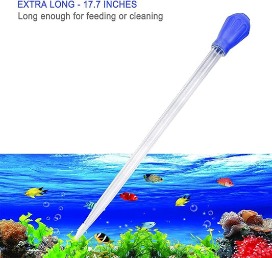 17.7inch Aquarium Siphon/Fish Feeder/Tank Cleaner/Coral Feeding Tube/Water Changer/Waste Remover Clean Tool/Gravel Cleaning/Aquatic Long Pipette Syringe/Axolotl Reef Accessories (2 Packs)