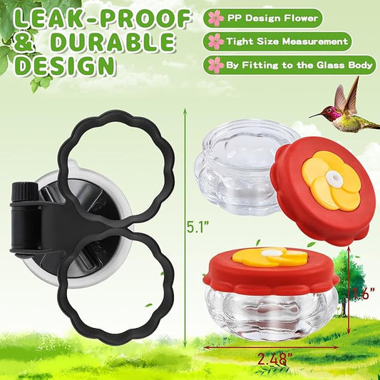 Handheld Hummingbird Feeders (Set of 2) with Window Mount Suction Cup, New Upgraded Small Glass Hummingbird Feeder for Outdoors, Mini Window Humming Birds Feeders