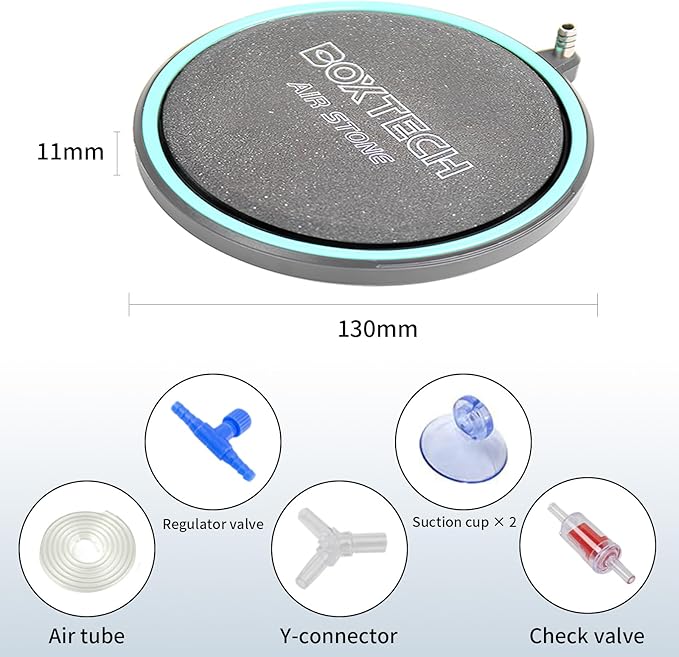 UPETTOOLS 5.2 Inch Air Stone for Aquarium – High Output Dissolved Oxygen Diffuser with Control Valve, Ultra-Quiet Nano Bubble Airstone for Large Fish Tanks, Breeding Tanks, Reef & Hydroponic Systems