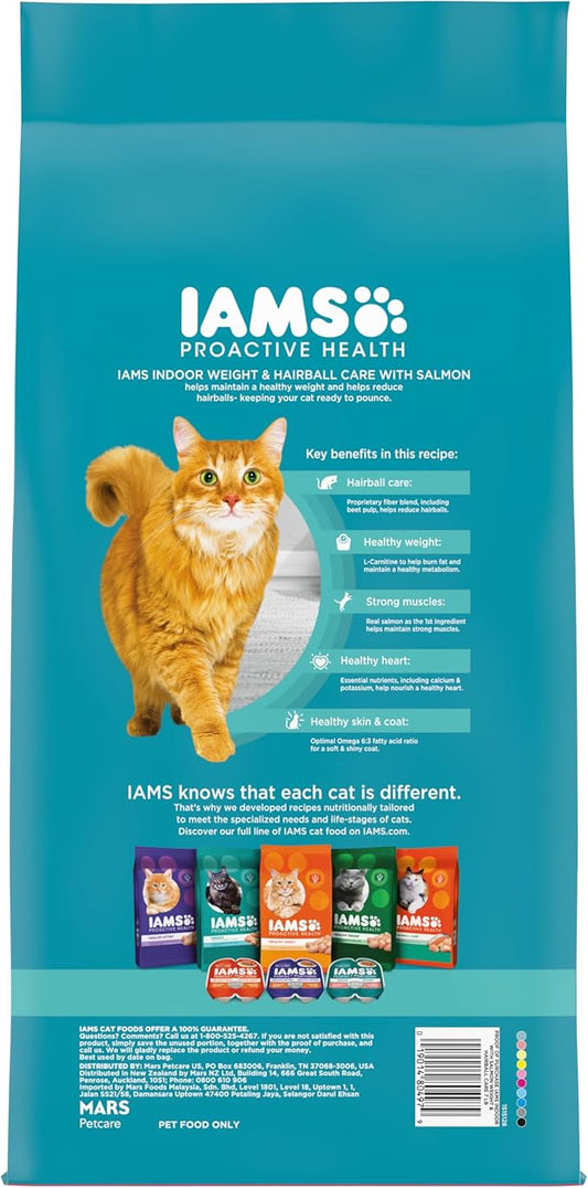 IAMS Proactive Health Indoor Weight Control & Hairball Care Adult Dry Cat Food, Salmon Recipe, 7 lb. Bag
