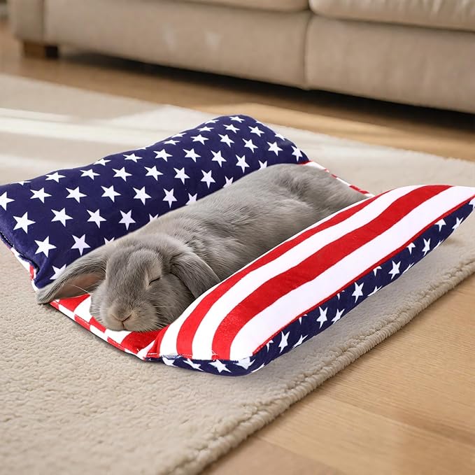 15.7X14 Inch Rabbit Bed, Padded Concave Bed for Small Animals, Cuddle Cushion Plush Mat with Cotton Lounger Pillows for Bearded Dragons, Guinea Pigs, Rabbits, and Hamsters