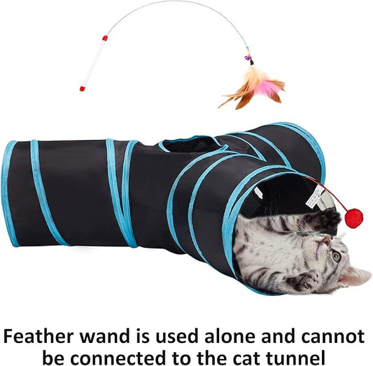 Tempcore Pet Cat Tunnel Tube Cat Toys 3 Way Collapsible, Tunnels for Indoor Cats,Kitty Bored Peek Hole Toy Ball Cat, Puppy, Kitty, Kitten, Rabbit