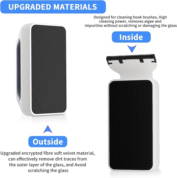 Magnetic Aquarium Fish Tank Glass Cleaner, Floating Aquarium Magnetic Brush, Algae Scraper Glass Cleaner Scrubber for 0.2-0.6 Inch Thick Glass Fish Tank (L)