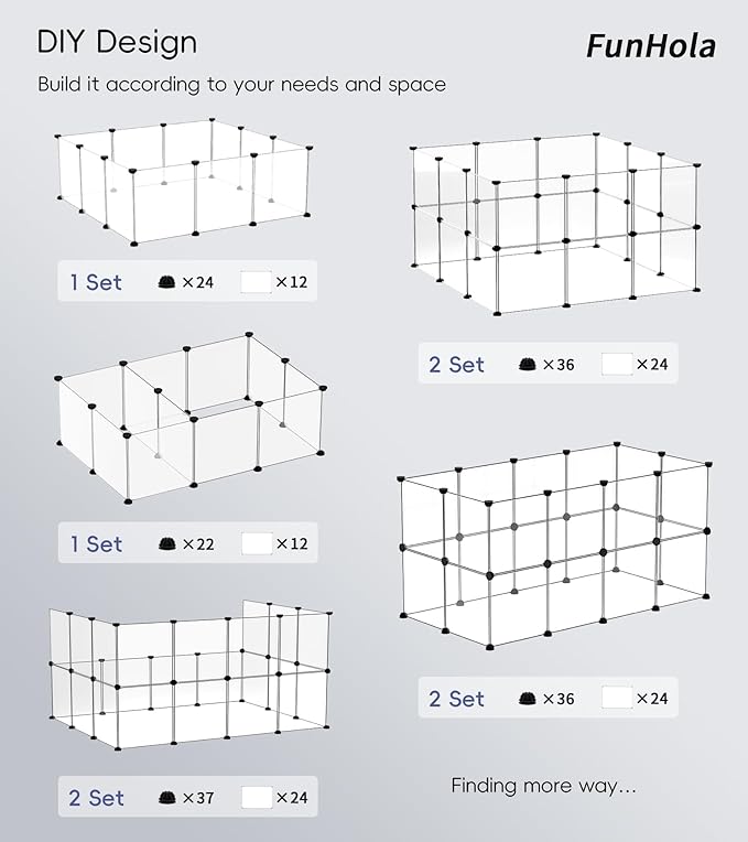 Small Animal Playpen, Guinea Pig Cages, 24 Panels Pet Playpen for Hamsters, Hedgehog, Bunny, Ferret, Indoor Outdoor Plastic Fence, 48.5 x 24.8 x 24.8 inches