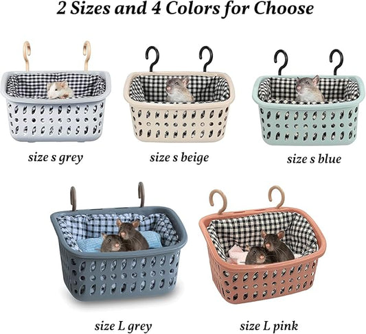 JWShang Rat Hammock for Cage, Chew Proof Hanging Basket Bed with Sturdy Hooks, Pet Cage Accessories, Safe Cozy Small Animal Rodent Hammock for Sugar Glider Mice Snuggling Sleeping