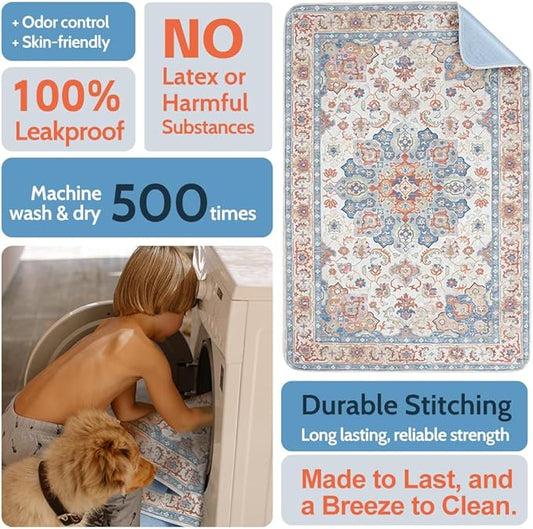 Washable Pee Pads for Dogs 2 Pack Reusable Puppy Training Pads 48"x32" Super Absorbent Waterproof Dog Training Pads, Non-Slip Potty Pads for Floor, Crate, Couch