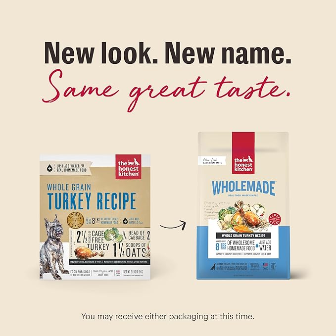 The Honest Kitchen Dehydrated Whole Grain Turkey Dog Food, 2 lb Box
